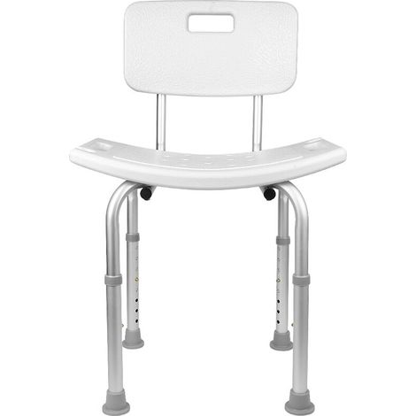 Chaise De Douche - Aluminium - Hauteur Réglable 40-57 Cm - Dossier 70 5-83 5 Cm - 150 Kg - Blanc - 1 Pièce (1/5)