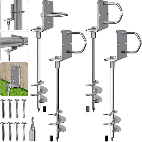 Lot de 4 piquets de Trampoline Robustes de 45,7 cm, ancrages au Sol en Spirale de 7,6 cm de Large, entièrement soudés, pour Trampoline, abri de Jardin, balançoire, Mobile Home (1/5)