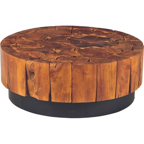Table basse ronde teck massif recyclé Ø80cm Casita MELINA DKTABA 5 (1/3)