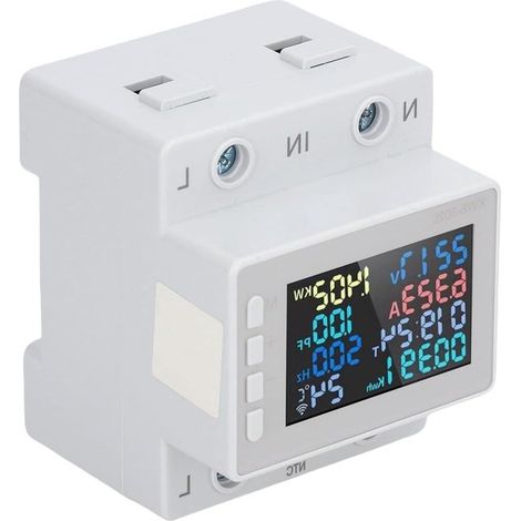Contatore di energia elettrica - Misuratore di corrente - Monitoraggio del consumo energetico - Schermo LCD a colori - 63A - Bianco (1/5)