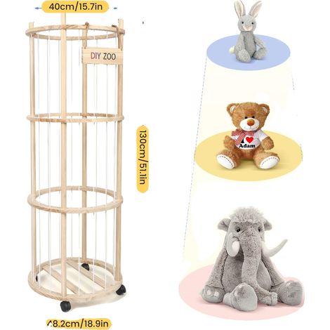 Mueble de almacenamiento para juguetes de peluche, ruedas con bloqueo, gran capacidad, AMARILLO (1/2)