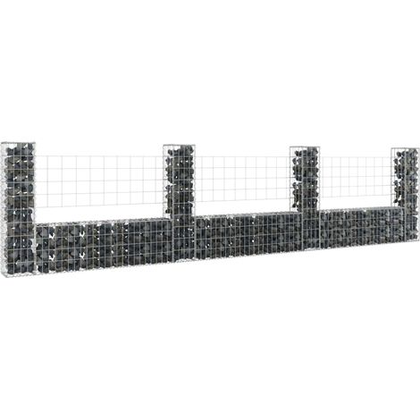 Panier de gabion en forme de U avec 4 poteaux Fer 380x20x100 (1/5)