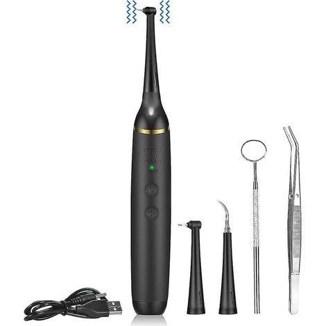 Scalpel ultrasonique électrique pour le détartrage et le nettoyage dentaire à domicile – Appareil professionnel silencieux avec 5 têtes interchangeables et affichage LED (1/5)