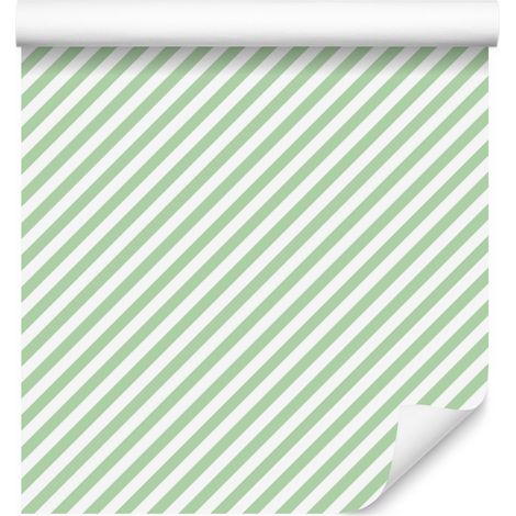 Gestreifte Tapete in Weiß, Mint und Hellgrau für Wohn- und Schlafzimmer, 50 x 1000 cm (1/5)
