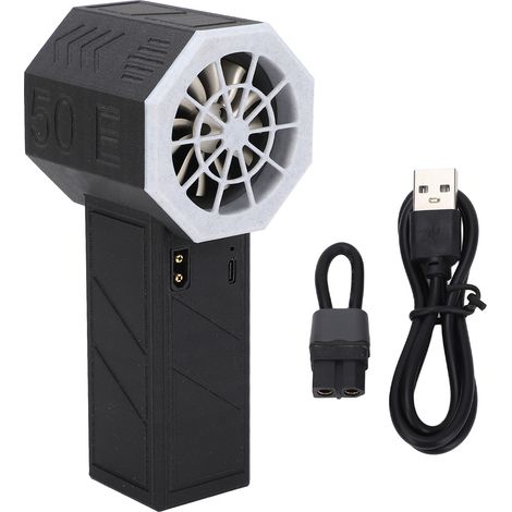 Ventilateur turbo portable, moteur sans balais de 50 mm, vitesse continue de 12 000 tr/min, souffleur à sec rechargeable pour l'élimination de la poussière, poussée de 800 g, noir et blanc. (1/5)