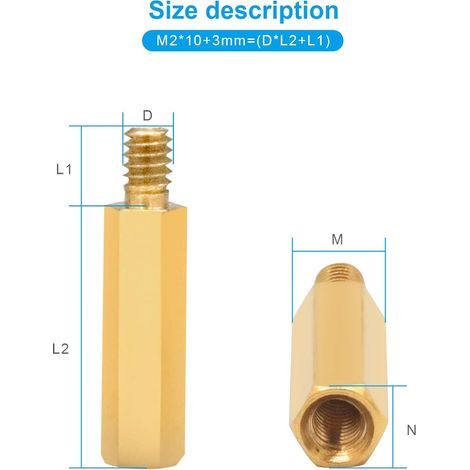 300 pièces M2 Entretoise hexagonale en laiton à filetage Acier inoxydable Mâle Femelle Kit d'assortiment d'écrous à vis (1/4)