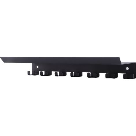 Tablette suspendue rangement acier carbone murale casier fitness 7 crochets ultra résistant accroche matériel sport (1/5)