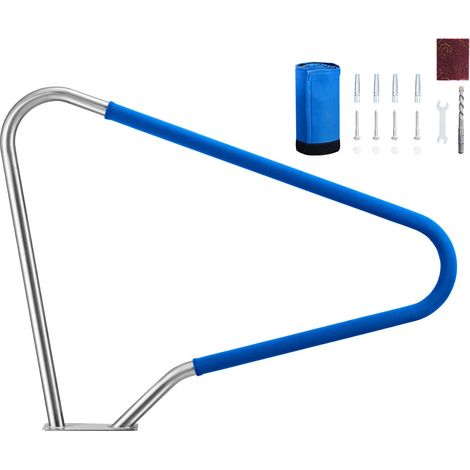 Barre d'appui de piscine, 122 x 91,5 cm, capacité 100 kg, acier inoxydable 304, manchon antidérapant amovible, accessoires inclus, pour bord de piscine, parcs aquatiques, spas. (1/5)