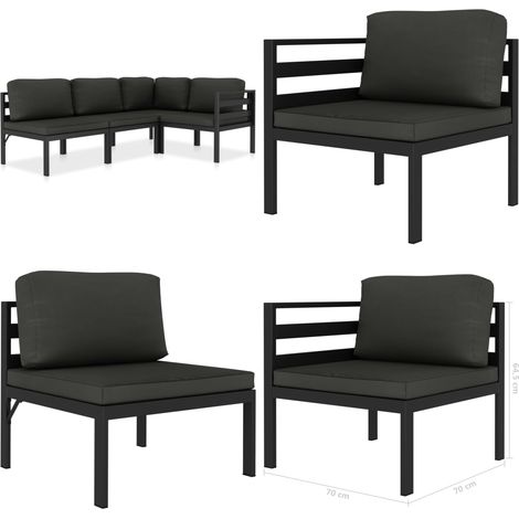 4-tlg. Garten-Lounge-Set mit Kissen Aluminium Anthrazit - Gartensorgsessel - Loungesessel - Aluminium Möbel - Outdoor Furniture - Rattan Sessel - Home & Living (1/5)