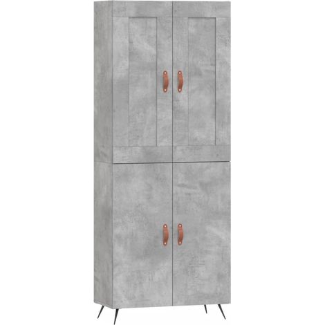 Buffet bahut commode armoire meuble de rangement organisateur cuisine salle de séjour salon haut 69,5 x 34 x 180 cm bois d'ingénierie gris