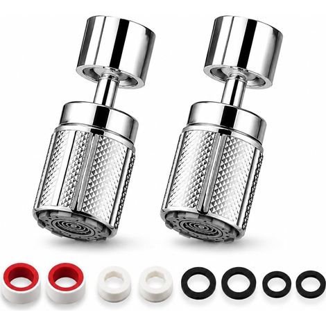 2PCS Embout Robinet Cuisine à 3 Modes, Mousseur Rotatif 360° à Double Rotule, Adaptateur M22/M24, Économiseur d'Eau Texturé Antidérapant pour Évier, Lavabo et Salle de Bain (1/5)