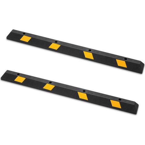 Butée de stationnement pour garage, lot de 2, butée de roue robuste, 184 cm, butoir de stationnement en caoutchouc avec bandes réfléchissantes, pour voitures, camions, pneus, roues, pare-chocs (1/5)