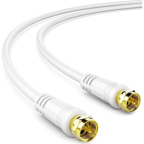 Cable TV Antenna SAT Coaxial Shielded 4-Fach DVB-S DVB-S2 Radio DAB Radio Metal Connectors White (1/5)