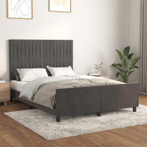 Cadre de lit sans matelas-Structure de lit gris foncé 140x190 cm velours 270848 (1/5)