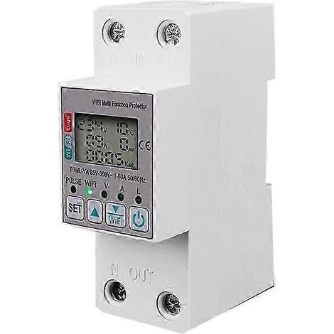 Compteur d'énergie Tuya 63A 110V 220V WiFi avec fonction de mesure kWh, minuterie, affichage de la tension et du courant. (1/5)