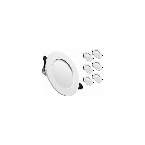 Schlanke 25-mm-LED-Einbauleuchte, 6000 K Kaltweiß, 5 W, 500 lm, integrierter Einbau-Punktstrahler, 65–85 mm, für Wohnzimmer, Küche, Flur, 6er-Pack – Crezuo
