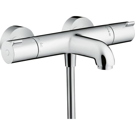 Mitigeur baignoire thermostatique, Robinet de baignoire avec arrêt de sécurité à 40°C, Thermostat rond, 2 sorties, Chromé, 13201000 (1/5)