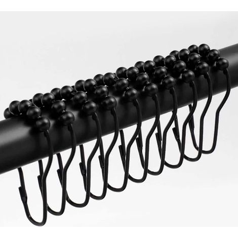 Lot de 12 Crochets, Anneaux coulissants, Acier inoxydable 304, Surface polie, Pour salle de bain (1/5)