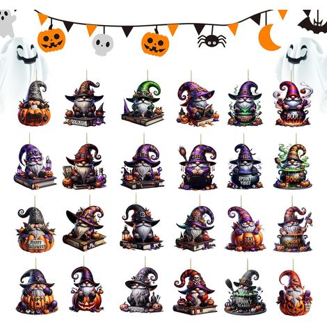 Calendrier De L'Avent D'Halloween Décoration Du Calendrier De L'Avent De 24  Pendentif En Acrylique 2D Décoratif Pour La Décoration Du Sac À Dos De Vacances, De La Maison, De (1/5)