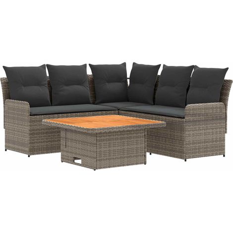 Set di Mobili 4 pcs Grigio e Grigio Scuro Rattan in PE vidaXL (1/5)