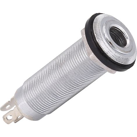 Prise jack femelle cylindrique filetée 1/4 pouce pour guitare électrique et basse, connecteur argenté, embase de sortie, pièce de remplacement (1/5)