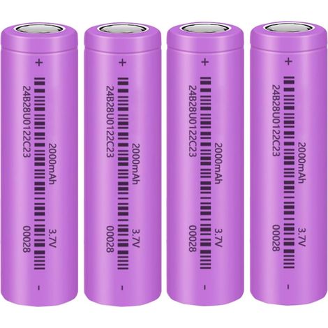 Batteries rechargeables NI-MH 3,7V 2000mAh – Lot de 4 – Bouton plat 18x65mm – Pour lampe torche, RC (1/2)
