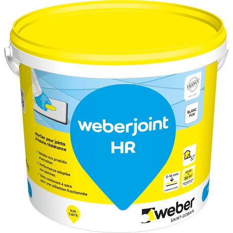 Weber Saint-Gobain Joint de carrelage adapté piscine , Haute Résistance, Blanc Pur, Weberjoint HR 20KG