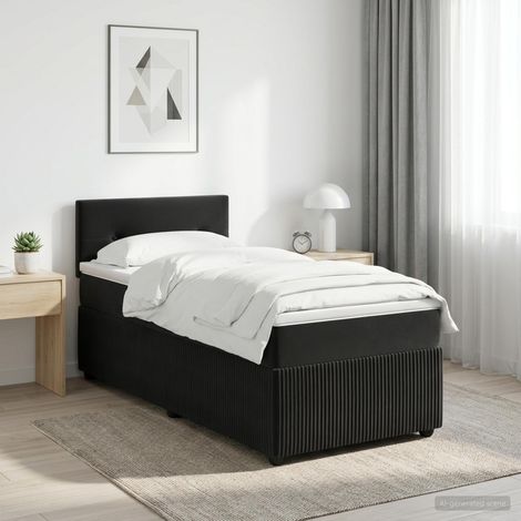 Cama box spring con colchón Negro 90 x 190 cm Terciopelo (1/5)