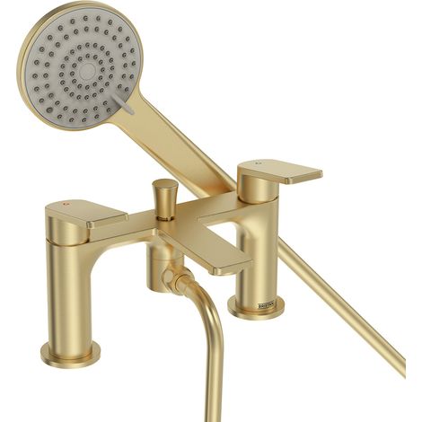 Bristan Frammento Bath Shower Mixer Tap Pillar Mounted - Brushed Brass