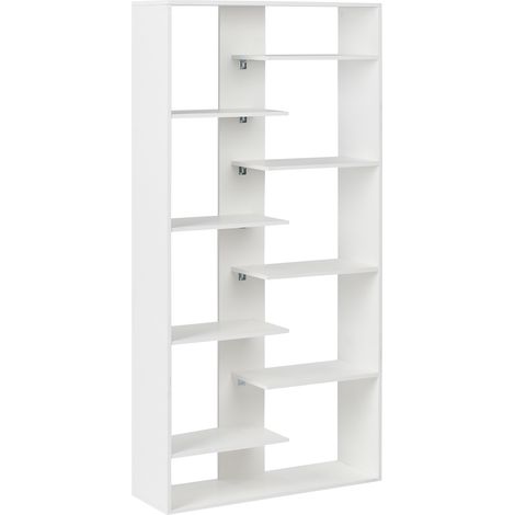 Estantería de 8 niveles con estantes de aglomerado sin fondo diseño minimalista blanco Fontas (1/5)