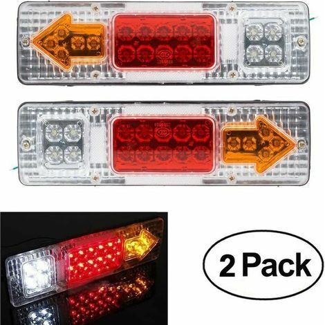 2 x Feux Arrière Remorque 19 LED 12V Caravane Voiture Feuilles Arrière Arrêter Freinage Inverse Indicator Étanche Arrows Véhicule Lampe (1/5)