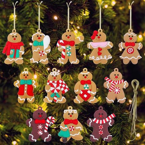Decorazioni natalizie a forma di omino di pan di zenzero (12 pezzi) 7,6 cm + vari modelli Decorazioni per albero di Natale / decorazioni da appendere / statuine di omino di pan di zenzero / (1/5)