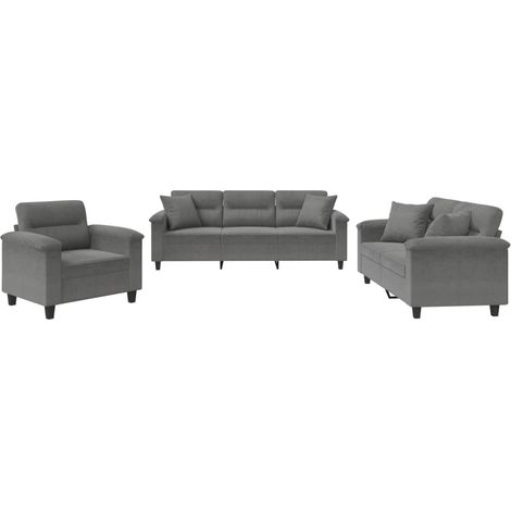 Maison Exclusive - Set Divani 3 pz con Cuscini Grigio Scuro in Tessuto Microfibra