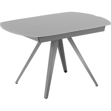Tavolo Allungabile Kyoto 120, Design Moderno con Top in Vetro Grigio e Struttura in Metallo Grigio Opaco 120-180x90 cm - OM (1/3)