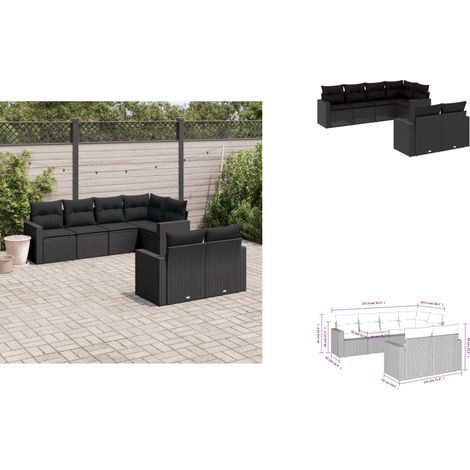 Salon de jardin 7 pcs avec coussins noir résine tressée - Ensemble Salon De Jardin - Salon De Jardin Extérieur - Meuble De Jardin - Mobilier De Jardin - Résine Tressée (1/3)