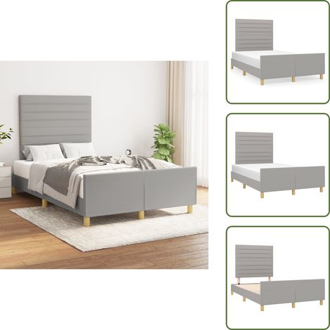 The Living Store Estructura de cama sin colchón tela gris claro 120x200 cm - Cabecero de cama