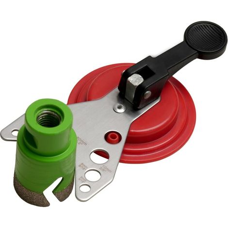 Guide de Sciage Trépan, Guide de Perçage de 4/5/6/8/10/12mm & 14-50mm avec Trous de Refroidissement par Eau et Ventouse à Vide, pour Céramique Carrelage Verre Marbre (1/3)