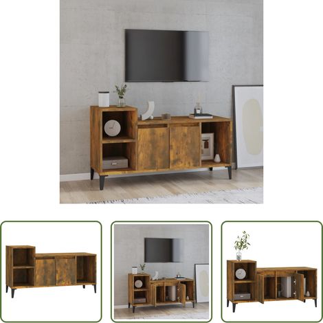 Medienregal - TV-Schrank Räuchereiche 100x35x55 cm Holzwerkstoff (1/5)