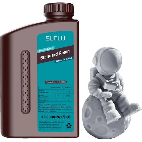 Resina per stampanti 3D, basso ritiro, alta precisione, grigio standard (1/2)