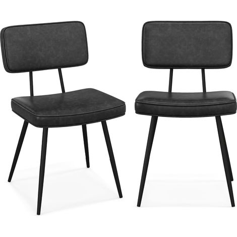 COSTWAY Dining Chair Set of 2 Faux Leather Upholstered Kitchen Side Chair (1/5)