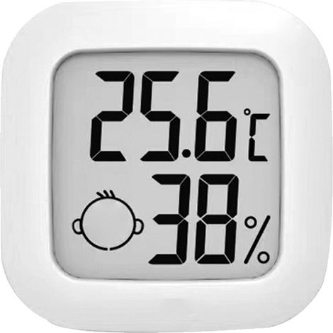 Thermomètre Hygromètre Digital Intérieur ABS Blanc Précis Affichage Clair Compact 43x42mm pour Maison Bureau Salle de Bain (1/5)