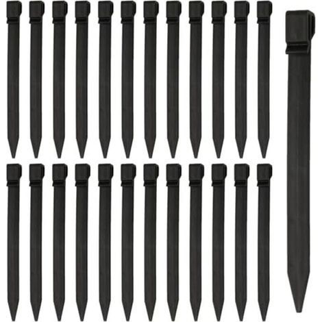 22er-Packung 24,4 cm starke Kunststoffpfähle – Kunststoff-Zeltheringe – Bodenanker mit Haken für schwarze Rasenkanten – Weidezaunpfähle – Landschaftseinfassungen (1/4)