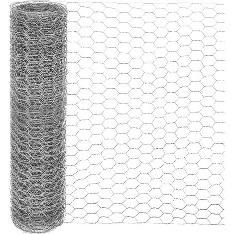 Grillage À Poules pour Arrangements Floraux, 35cm x 6m en Fer Galvanisé Hexagonal Revêtu PVC pour Artisanat/Volaille/Jardin, Clôture en Grillage À Poules [Ton Argenté] (1/5)