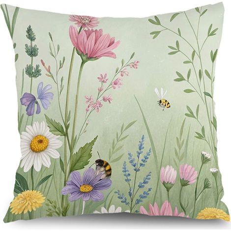 Taie d'oreiller printemps été, housse décorative pour salon chambre,40×40cm (1/5)
