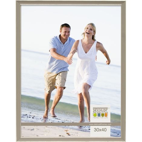 Cadre Photo Bois Gris + Biseau Argent 30,6 x 23,1 x 1,4 cm