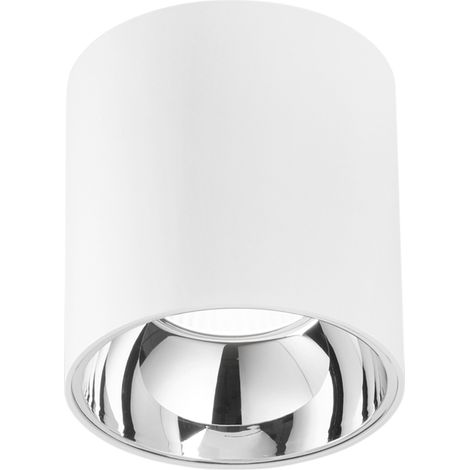 "Plafoniera LED MIG rotonda in alluminio bianco con riflettore cromo 4000K" (1/2)