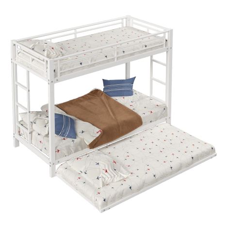 Lit enfant superposé 90x200 structure métallique avec lit coulissant