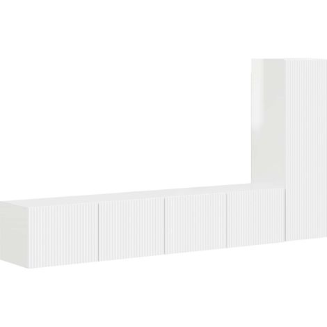 TV Cabinet Set 3 pcs High Gloss White Engineered Wood vidaXL