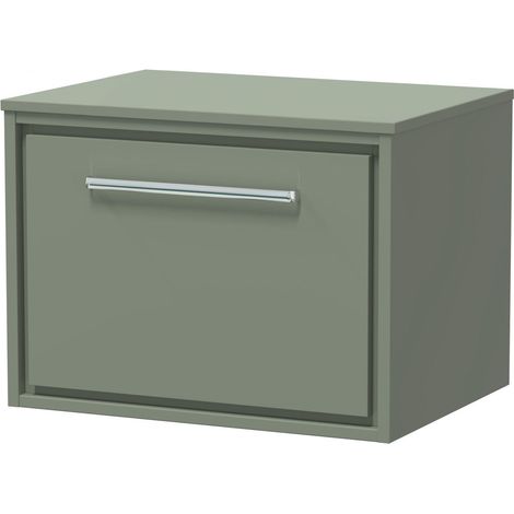 Balterley Longnor 600mm Framed Design Wall Hung Single Drawer Vanity with Worktop - Fern Green