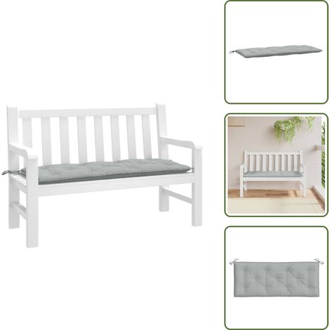 The Living Store Gartenbank-Auflage Melange Hellgrau 120x50x7 cm Stoff - Gartenbank Auflagen - Sitzkissen Outdoor - Gartenkissen - Balkon Deko - Terrasse Deko